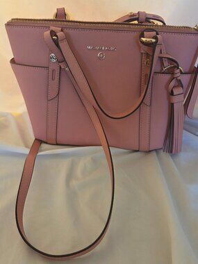 Michael Kors Pink Crossbody Bag -- Medium -- Gold Hardware and Tassel Charm